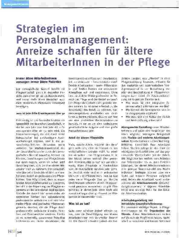 Vorschauseite 1: Strategien im Personalmanagement: Anreize schaffen für ältere Mitarbeiterinnen in der Pflege