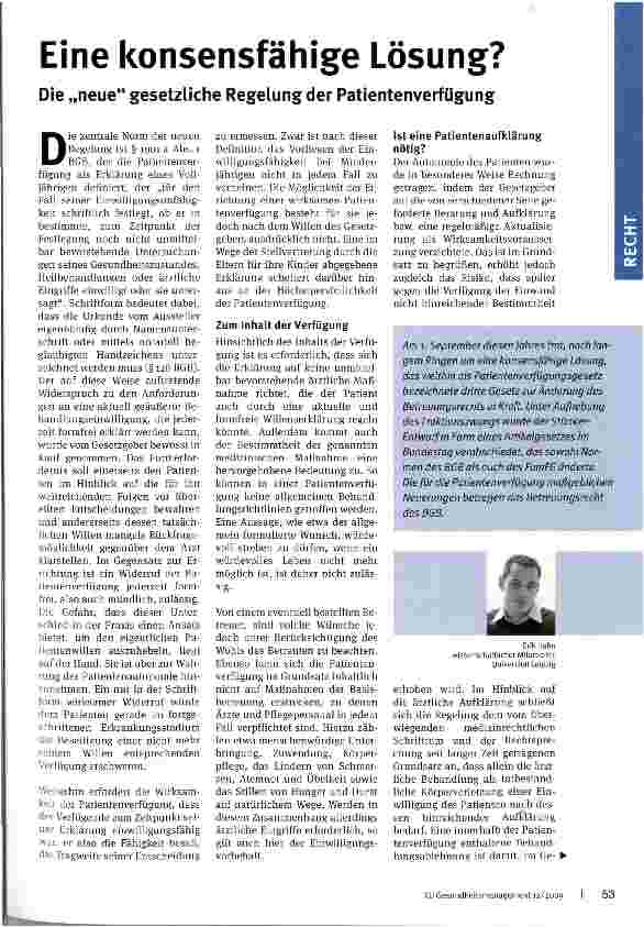Vorschauseite 1: Eine konsensfähige Lösung?
