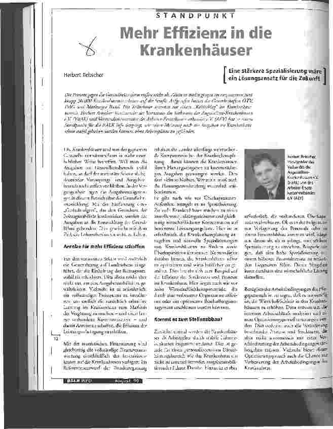Vorschauseite 1: Mehr Effizienz in die Krankenhäuser