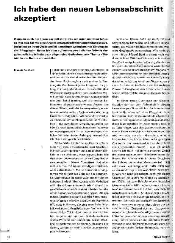 Vorschauseite 1: Ich habe den neuen Lebensabschnitt akzeptiert