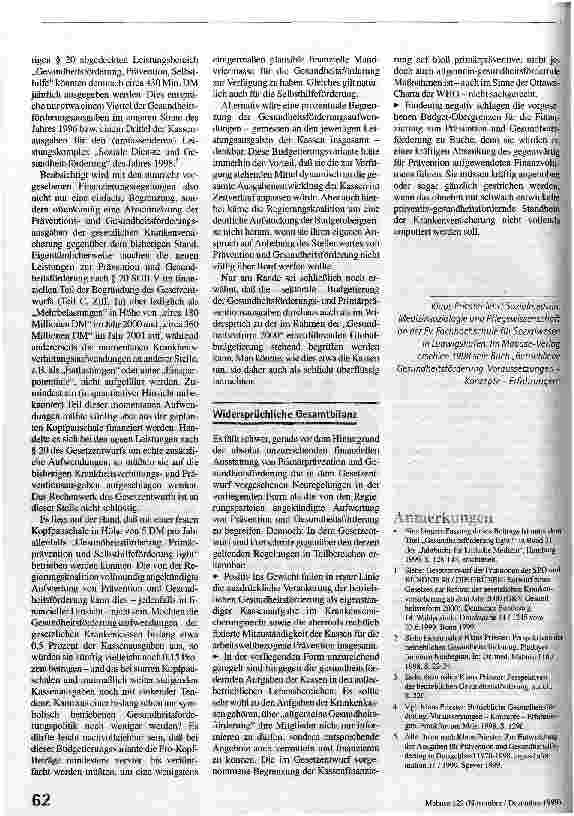 Vorschauseite 4: Mit 5 Mark sind Sie dabei! Prävention, Gesundheitsförderung und die Gesundheitsreform 2000