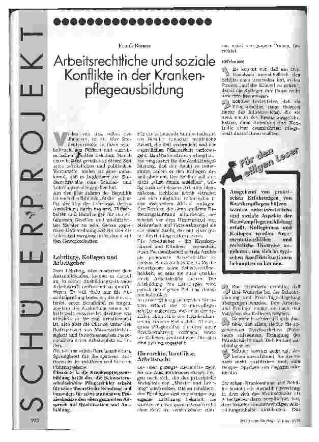 Vorschauseite 1: Arbeitsrechtliche und soziale Konflikte in der Krankenpflegeausbildung
