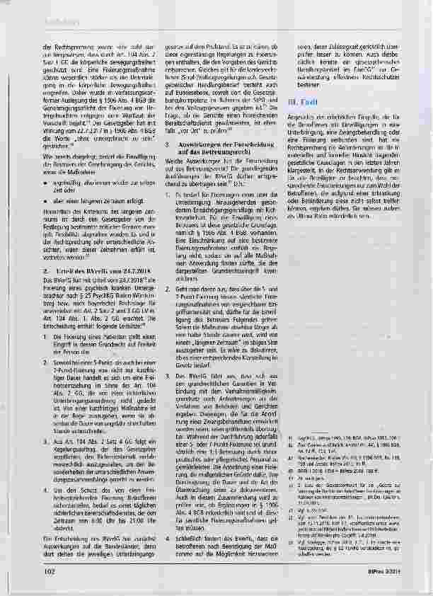 Vorschauseite 4: Unterbringung, Zwangsbehandlung, Fixierung Entwicklungen in der Rechtsprechung