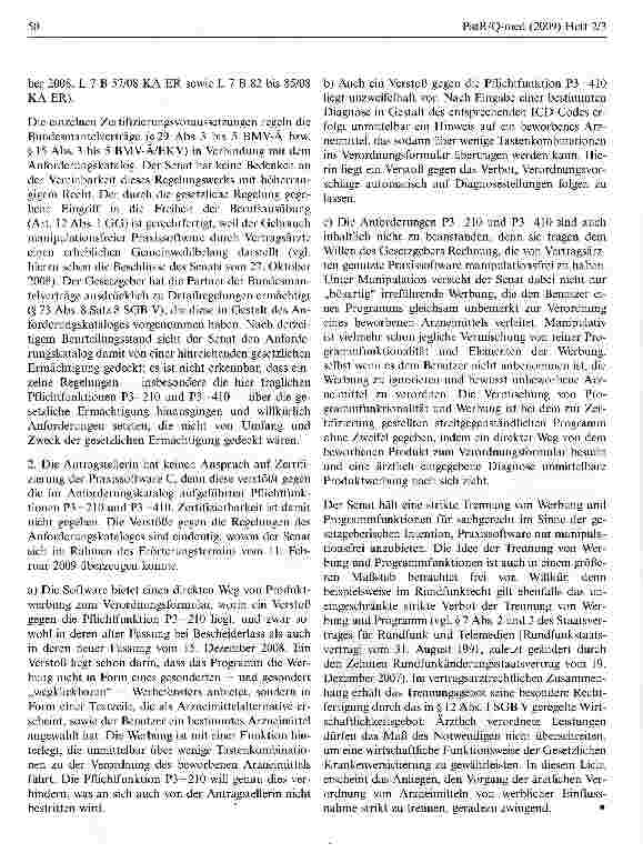 Vorschauseite 4: Praxissoftware für Ärzte muss frei von manipulativer Werbung seinSGB V § 73 Abs. 8 Satz 7