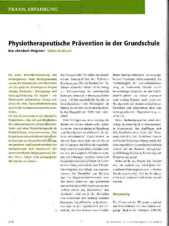 Vorschauseite 1: Physiotherapeutische Prävention in der Grundschule