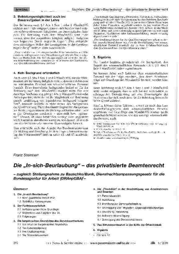Vorschauseite 1: Die „In-sich-Beurlaubung - das privatisierte Beamtenrecht