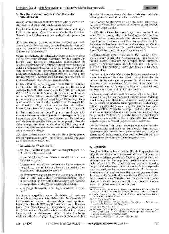 Vorschauseite 6: Die „In-sich-Beurlaubung - das privatisierte Beamtenrecht