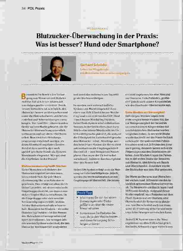 Vorschauseite 1: Blutzucker-Überwachung in der Praxis: Was ist besser? Hund oder Smartphone?