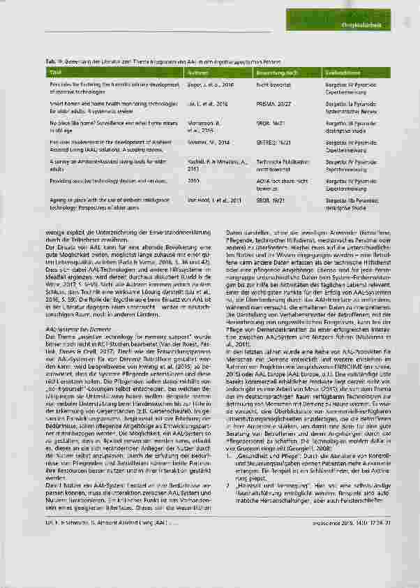 Vorschauseite 5: Ambient Assisted Living (AAL) für sturzgefährdete und demenziell erkrankte Senioren: Chancen und Herausforderungen für Ergotherapeuten und Nutzer - ein Scoping Review