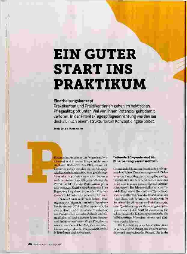 Vorschauseite 1: EIN GUTER START INS PRAKTIKUM