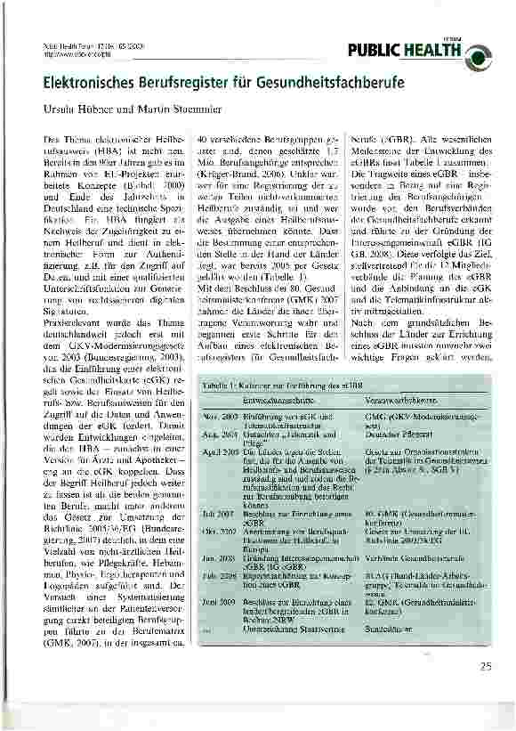 Vorschauseite 1: Elektronisches Berufsregister für Gesundheitsfachberufe