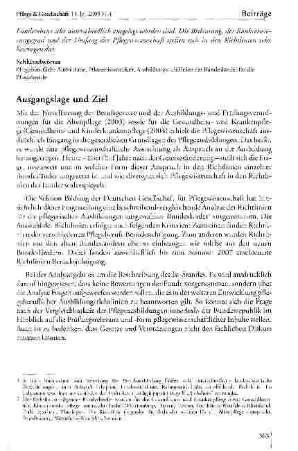 Vorschauseite 2: Wie stellt sich Pflegewissenschaft in den Ausbildungsrichtlinien der Pflegeberufe dar? Eine Analyse von Richtlinien ausgewählter Bundesländer durch die Sektion Bildung der Deutsch…