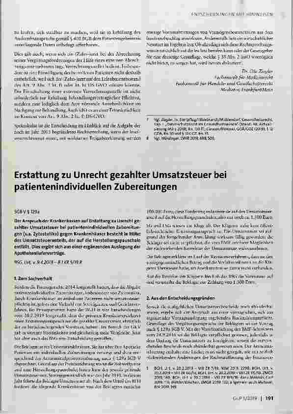 Vorschauseite 3: Wirksamkeit einer Abtretung des Honoraranspruchs eines Vertragszahnarztes gegen eine Kassenzahnärztliche Vereinigung