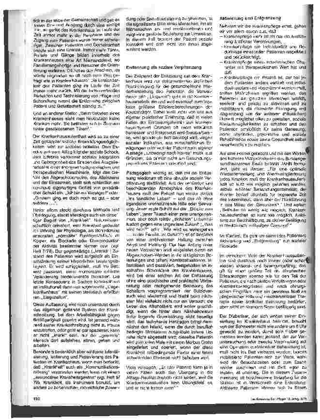 Vorschauseite 2: Pädagogische Aspekte der Krankenpflege 8. Folge: Der Patient im Krankenhaus u. seine (un)heimliche Freizeit