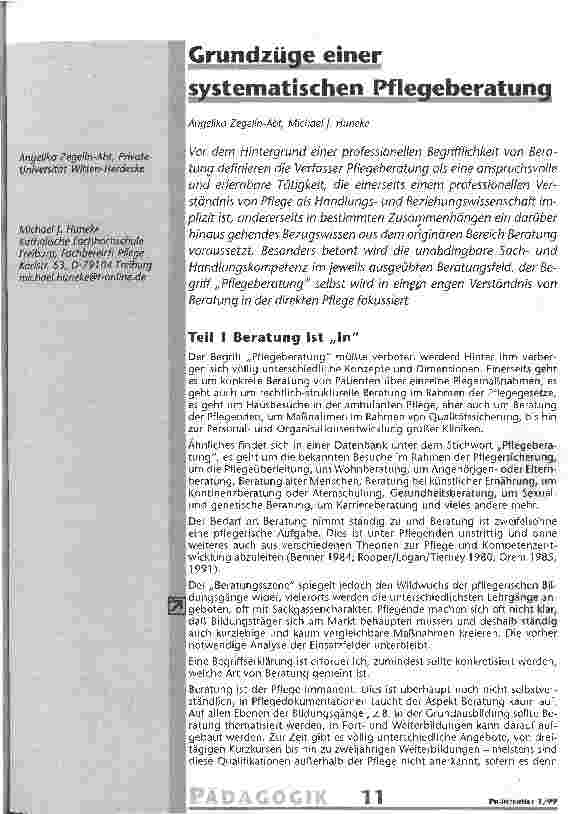 Vorschauseite 1: Grundzüge einer systematischen Pflegeberatung