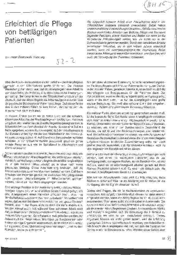 Vorschauseite 1: Erleichtert die Pflege von bettlägerigen Patienten
