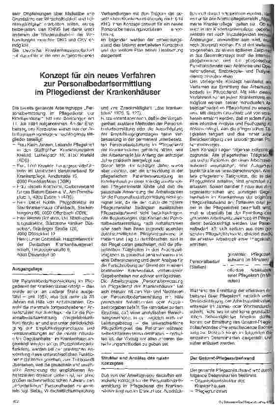 Vorschauseite 3: Eine neue Methode für die Personalbedarfsberechnung im Pflegedienst der Krankenhäuser - Analytische Berechnung statt Anhaltszahlen, 1. Teil