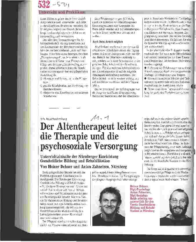 Vorschauseite 2: Da wird kein Super-Alleskönner als Konkurrenz ausgebildet Nürnberger Verein erarbeitet Tätigkeitsmerkmale der Zusatzausbildung