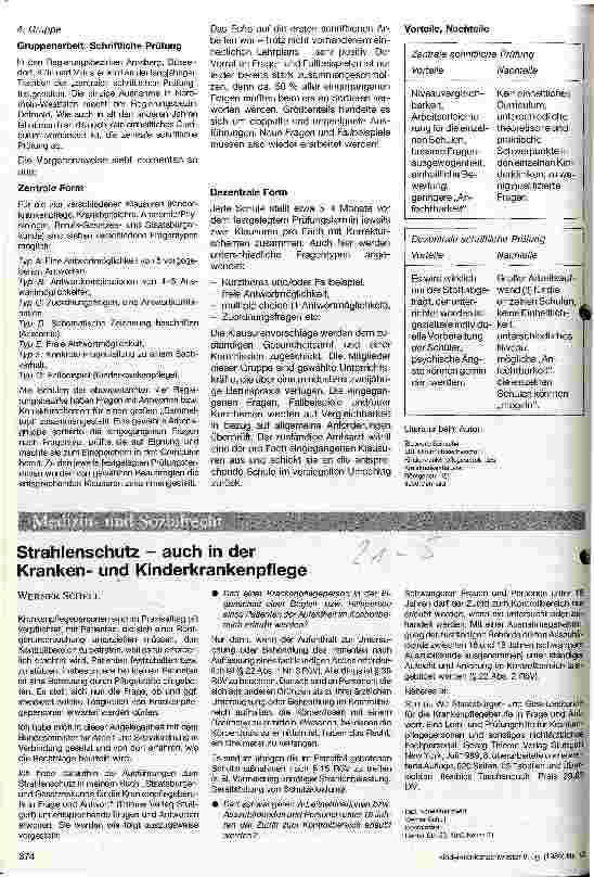 Vorschauseite 1: Strahlenschutz - auch in der Krankenund Kinderkrankenpflege