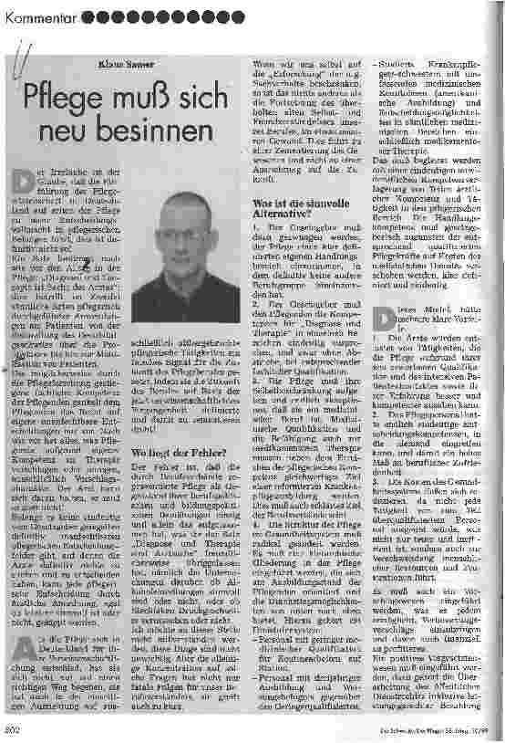 Vorschauseite 1: Pflege muß sich neu besinnen