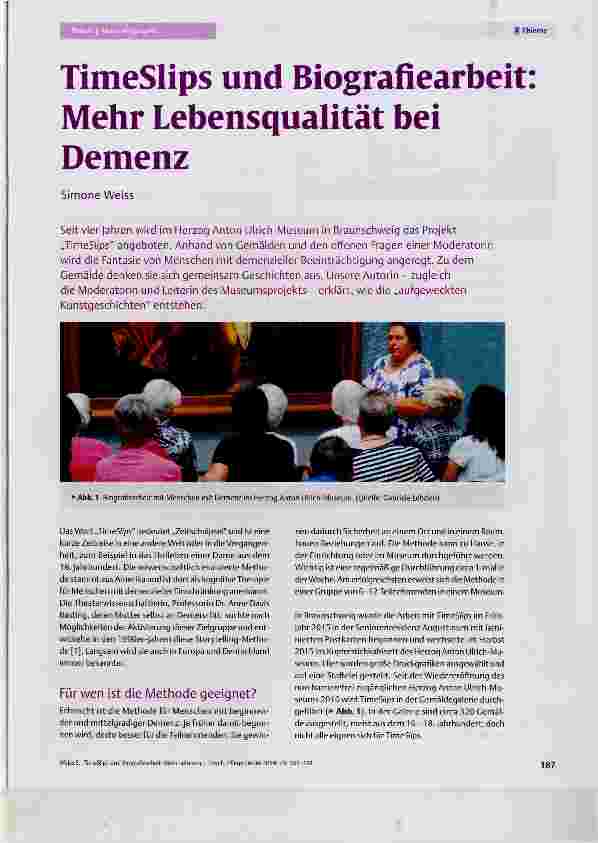 Vorschauseite 1: TimeSlips und Biografiearbeit: Mehr Lebensqualität bei Demenz