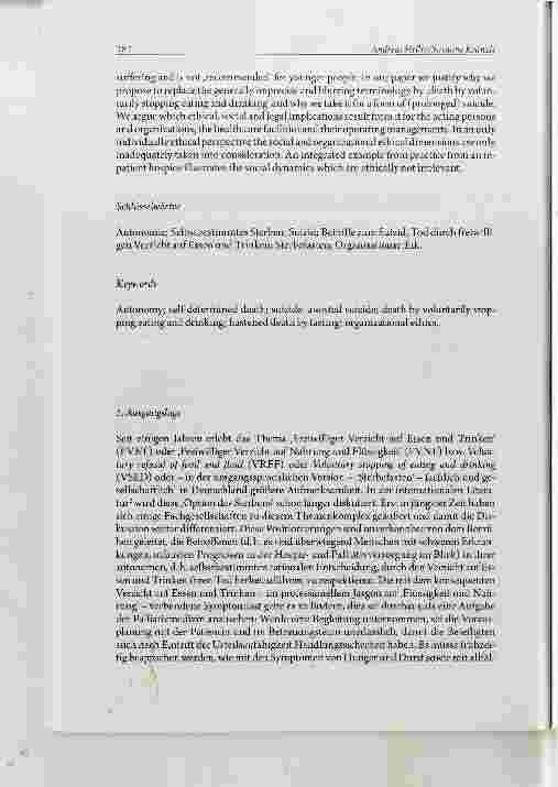Vorschauseite 2: Tod durch freiwilligen Verzicht auf Essen und Trinken (ToFVET) Sterben des homofaber und seine organisationsethischen Implikationen