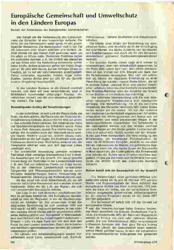 Vorschauseite 1: Europäische Gemeinschaft und Umweltschutz in den Ländern Europas