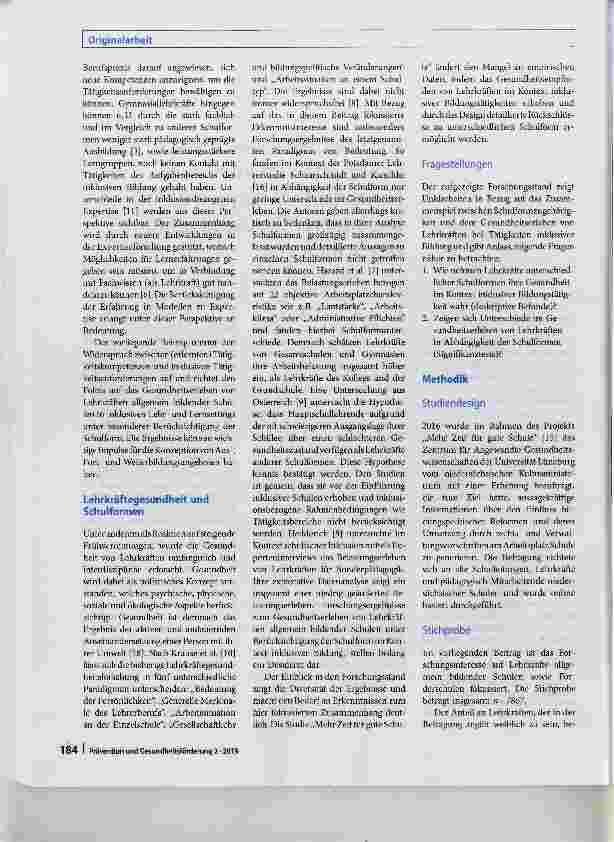 Vorschauseite 2: Gesundheitserleben von Lehrkräften im inklusiven Unterricht - Analysen unter besonderer Berücksichtigung der Schulform