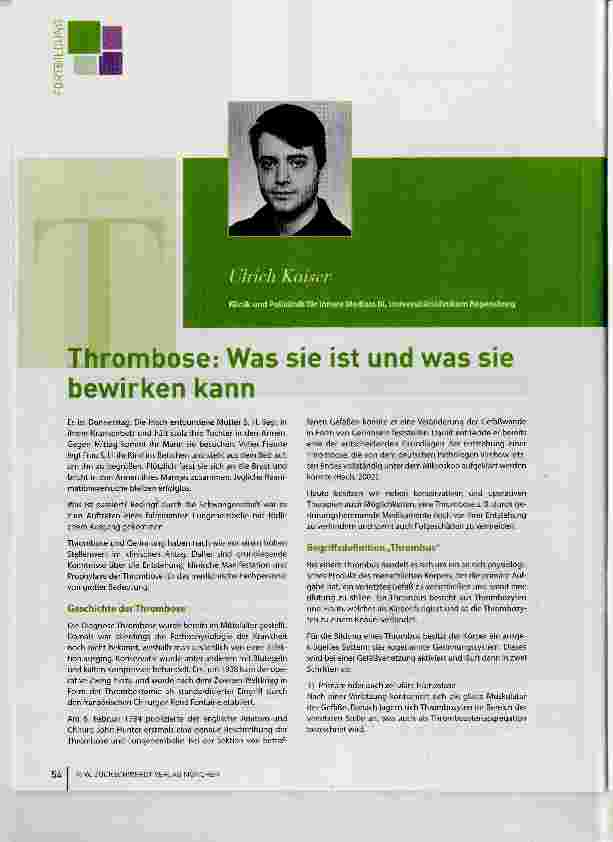 Vorschauseite 1: Thrombose: Was sie ist und was sie bewirken kann
