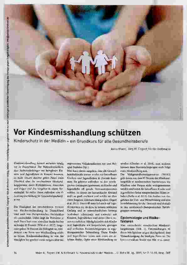 Vorschauseite 1: Vor Kindesmisshandlung schützen Kinderschutz in der Medizin ein Grundkurs für alle Gesundheitsberufe