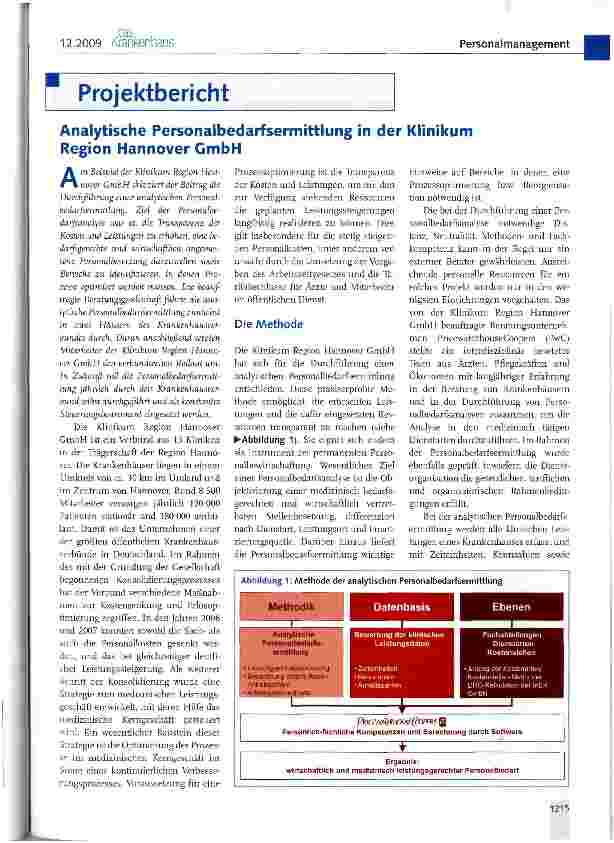 Vorschauseite 1: Analytische Personalbedarfsermittlung in der Klinikum Region Hannover GmbH