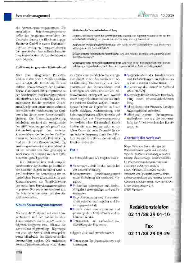Vorschauseite 3: Analytische Personalbedarfsermittlung in der Klinikum Region Hannover GmbH