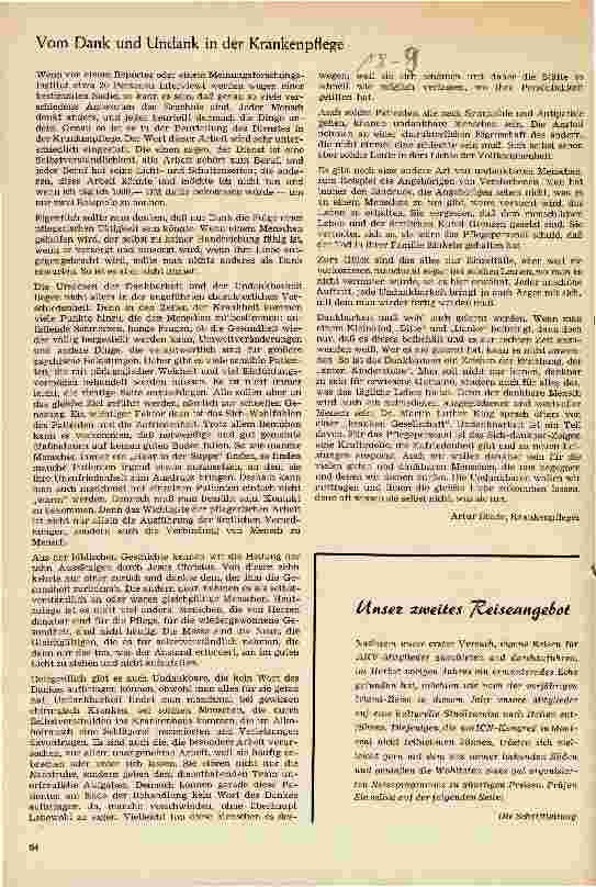 Vorschauseite 1: Vom Dank und Undank in der Krankenpflege