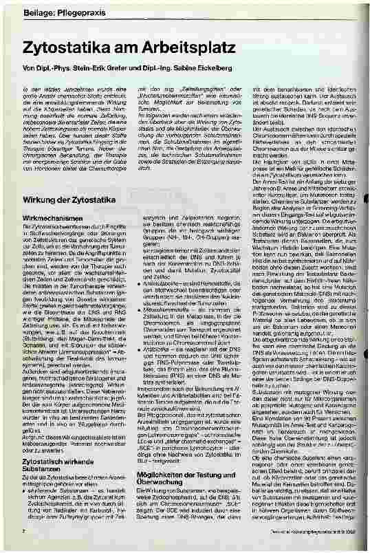 Vorschauseite 1: Zytostatika am Arbeitsplatz