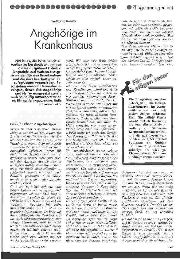 Vorschauseite 1: Angehörige im Krankenhaus