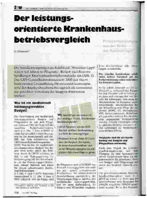 Vorschauseite 1: Der leistungsorientierte Krankenhausbetriebsvergleich