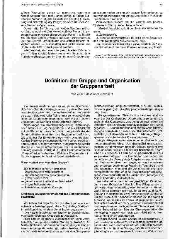 Vorschauseite 1: Definition der Gruppe - und Organisation der Gruppenarbeit