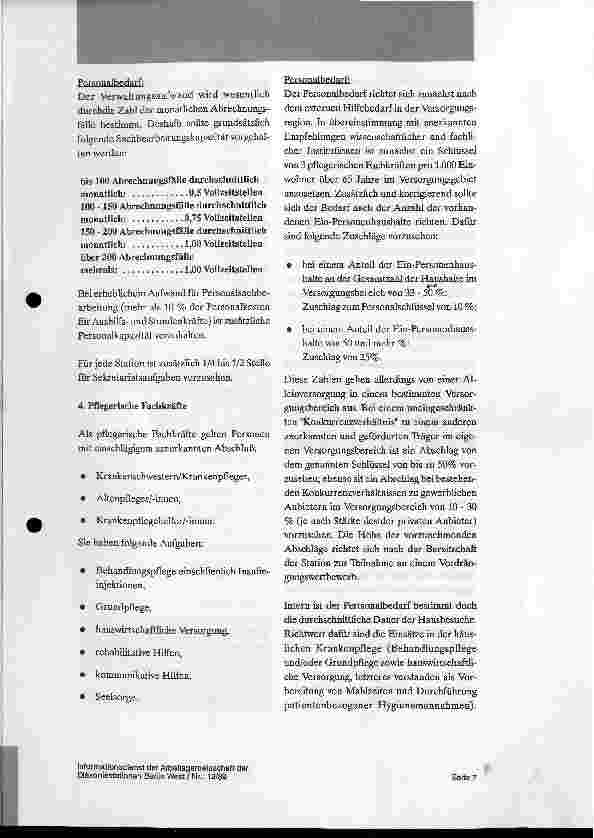Vorschauseite 3: Empfehlungen zur Personalbedarfsermittlung in Diakoniestationen