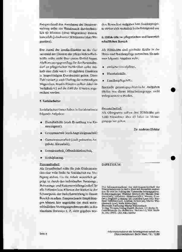 Vorschauseite 4: Empfehlungen zur Personalbedarfsermittlung in Diakoniestationen