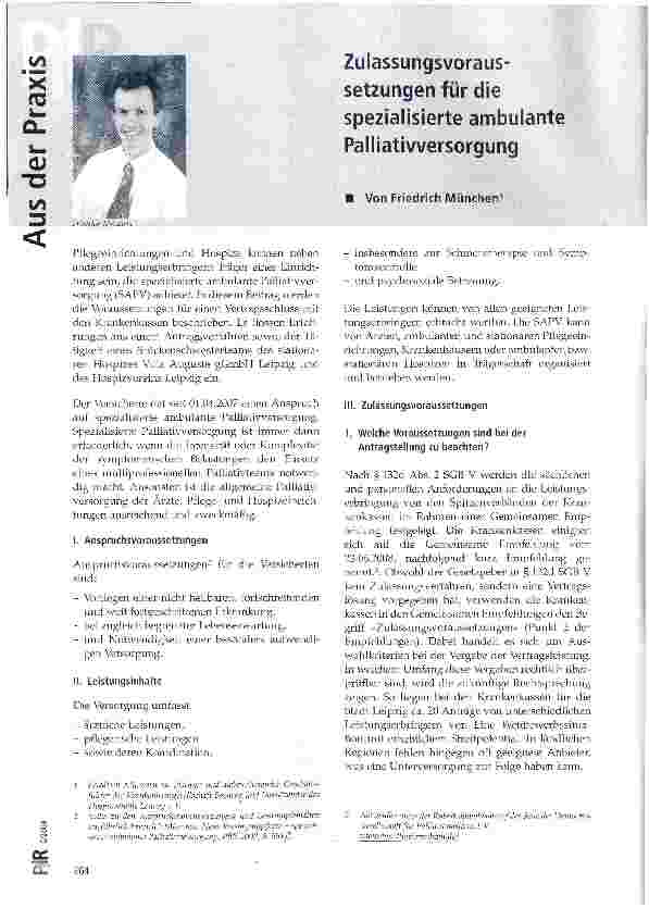 Vorschauseite 1: Zulassungsvoraussetzungen für die spezialisierte ambulante Palliativversorgung