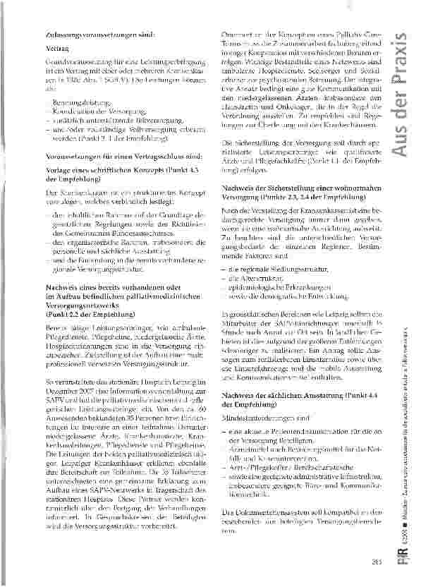 Vorschauseite 2: Zulassungsvoraussetzungen für die spezialisierte ambulante Palliativversorgung