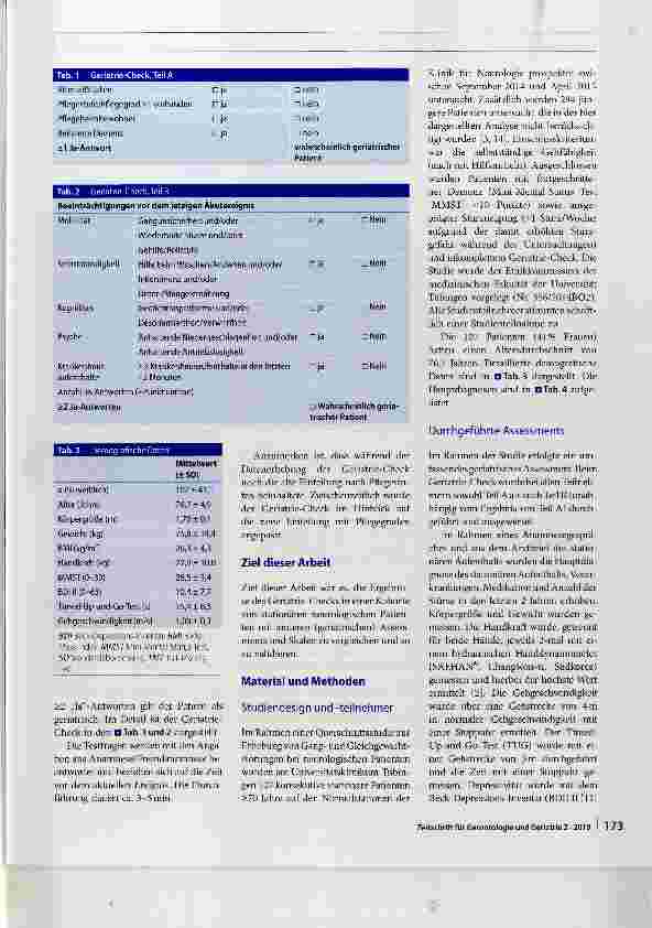 Vorschauseite 2: Validierung des Geriatrie-Checks in einer Kohorte von stationären neurologischen Patienten
