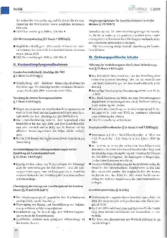 Vorschauseite 2: Übersicht über die Inhalte (Auszüge) des Krankenhausfinanzierungsreformgesetzes - KHRG ST - Drucksache 16/11429
