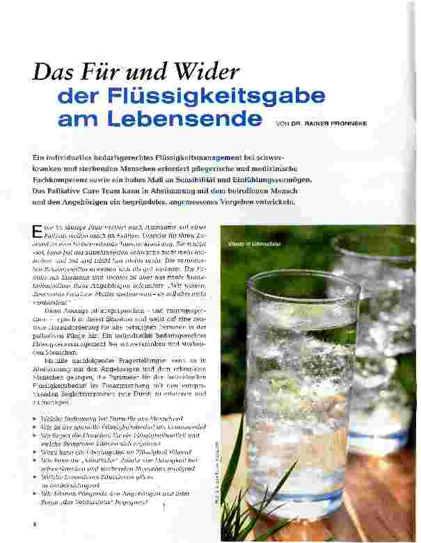 Vorschauseite 1: Das Für und Wider der Flüssigkeitsgabe am Lebensende
