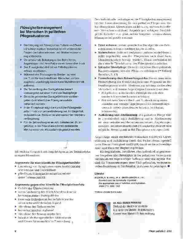 Vorschauseite 5: Das Für und Wider der Flüssigkeitsgabe am Lebensende