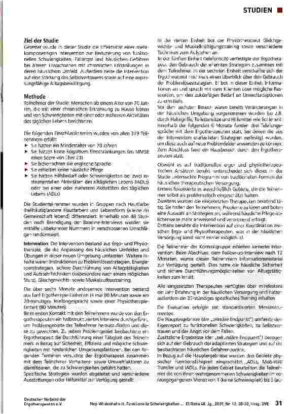 Vorschauseite 2: Funktionelle Schwierigkeiten älterer Menschen zu Hause: Ergotherapie und Physiotherapie verbessern die Lebensqualität