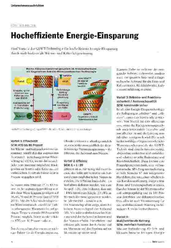 Vorschauseite 1: Hocheffiziente Energie-Einsparung