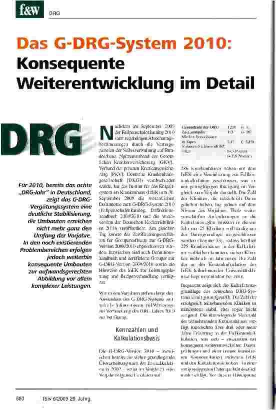 Vorschauseite 1: Das G-DRG-System 2010: Konsequente Weiterentwicklung im Detail