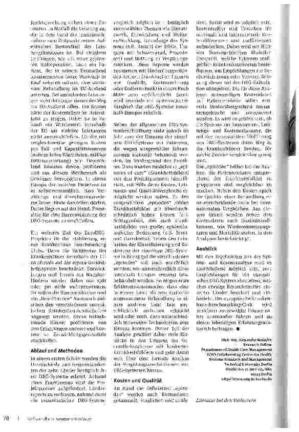 Vorschauseite 3: Das Ziel: Empfehlungen für ein europäisches DRG-System