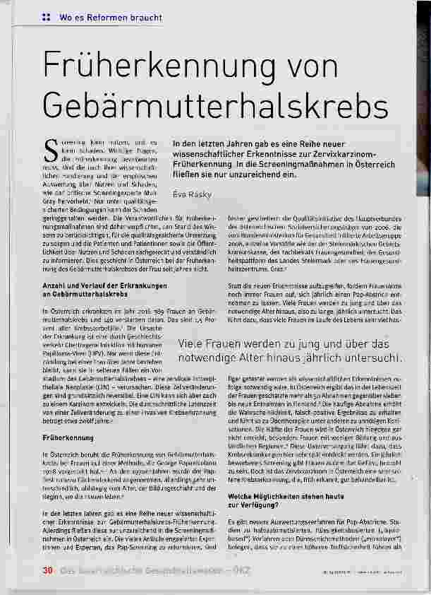 Vorschauseite 1: Früherkennung von Gebärmutterhalskrebs